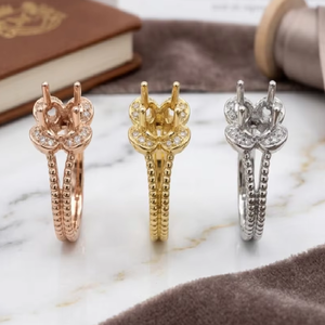 Service tout-en-un : Monture de bague de fiançailles semi-montée en or massif 18 carats pour diamant, échantillonnage rapide en 5-7 jours, OEM - Product Image 5
