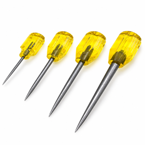 Juego de 4 Herramientas de Punzonado de Cuero ZETOMEDPRO, Puntas Afiladas de Acero Inoxidable, Mangos Transparentes Amarillos - Product Image 1