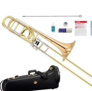Trombone basse professionnel Xeno 100 % original - Laque transparente avec cloche en laiton doré - Product Image 2