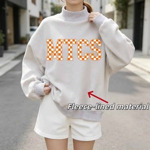 MTCS Factory <b>Mock</b> <b>Neck</b> Sweatshirt Leopard Print Chenille Patch University Pullover - Product Image 1