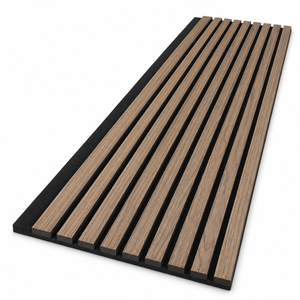 Panneaux muraux acoustiques en lattes de bois avec placage en noyer et feutre pour la décoration intérieure de chambre, bureau, salle de réunion, panneau mural en bois - Product Image 1