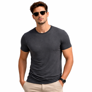 T-shirt pour homme en coton peigné 100% de luxe, col rond, tissu haute densité, couleur unie, vêtement décontracté, qualité supérieure - Product Image 3