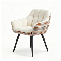 Chaise de salle à manger moderne en tissu rembourré avec rotation à 360° °   Pieds pivotants en bois de hêtre