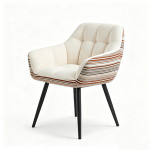 Chaise de salle à manger moderne en tissu rembourré avec rotation à 360° °   Pieds pivotants en bois de hêtre - Product Image 5