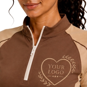 Ensemble de sport pour femme marron beige : T-shirt à demi-zip et short, séchage rapide, manches courtes, tenue de sport pour gym, fitness, course et entraînement - Product Image 4