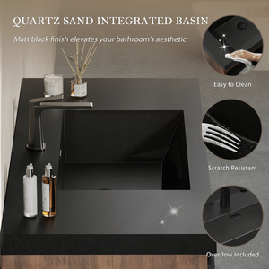 Mobile bagno moderno sospeso da 42 pollici con lavabo integrato, mobiletto a parete a righe con cassetti a chiusura ammortizzata B - Product Image 3