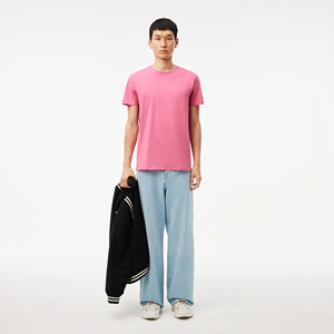 Camiseta de Manga Corta para Hombre, Cuello en V, Color Rosa, Poliéster/Algodón, Corte Regular, Casual, Color Sólido, Lona de 180g, Ecológica, de Secado Rápido - Product Image 2