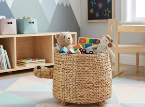 Cesta de Almacenamiento Artesanal de Jacinto de Agua con Forma de Tortuga y Tapa Extraíble, Cesta de Juguetes Tejida para Habitación Infantil y Almacenamiento en el Hogar - Product Image 5