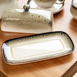 Pot à beurre en céramique artisanal avec couvercle, finition émail réactif, garde le beurre frais, élégant, durable, style de service de table - Product Image 6