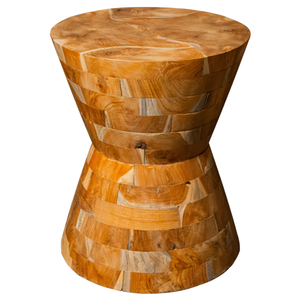ARTERRA Premium Handmade Teak Hourglass <b>Side</b> <b>Table</b> Living Room Furniture <b>Rustic</b> Natural Grain Pattern Variant - Product Image 3