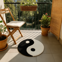 Tapis rond moderne en laine, fait main, bicolore noir et blanc, abstrait, pour la décoration du salon et de la chambre, cadeau de Noël