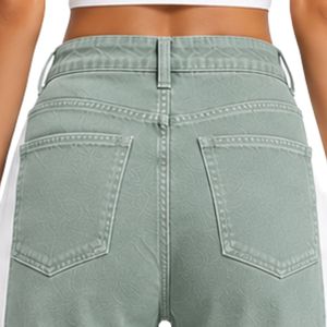 Sage Green <b>Women</b> Wide Leg <b>Jeans</b> High Waist Loose Fit Denim Pants Casual Streetwear Fashion Trousers Trendy Baggy Style Apparel - Product Image 6