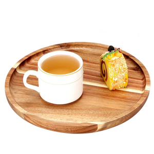 จานไม้อะคาเซียทรงกลมสำหรับเสิร์ฟอาหารเรียกน้ำย่อยชีสถาดตกแต่งอาหารเย็นสำหรับโต๊ะอาหารในห้องครัวในบ้าน - Product Image 4