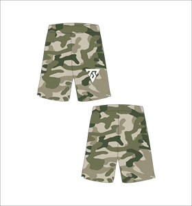 Shorts pour hommes vert olive camouflage à motif abstrait organique fluide, boardshorts d'été, bas décontractés streetwear, entraînement sportif - Product Image 1