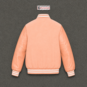 Chaqueta Universitaria Vintage de Lana Color Durazno, Impresionante, con Cuello Vuelto, Estilo Casual, para Otoño, Exclusiva, Hermosa - Product Image 6