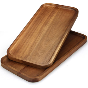 Juego de bandejas de madera artesanales, ecológicas, rectangulares, con asas, para el desayuno y la organización de la cocina. - Product Image 6