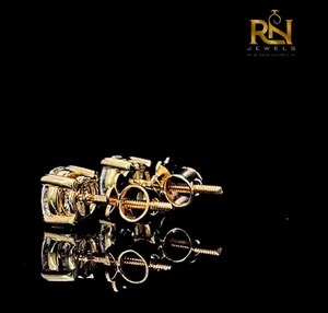 ต่างหูเพชรทรงกลมเพาะเลี้ยงในห้องปฏิบัติการ ทองคำแท้ 9K 14K 18K เครื่องประดับคุณภาพสูง ขายส่งจากโรงงานโดยตรง รับสั่งทำ - Product Image 4
