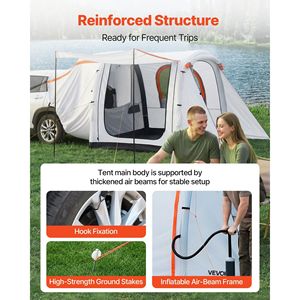 Tenda Gonfiabile per SUV 8 x 6,7 piedi, 3 Stagioni, con Veranda, Porte Ventilate, Finestre a Rete, Impermeabile PU2000mm, Tenda da Portellone SUV - Product Image 3