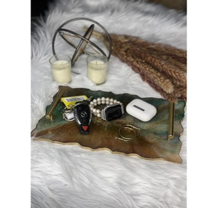 Plateau de service pour petit-déjeuner personnalisé de grande taille, en résine de haute qualité, fait main, bords naturels, design élégant, pour servir des fruits lors de Thanksgiving - Product Image 6