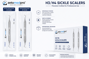Premium Dental H3/<b>H4</b> Sickle Scaler Stainless Steel Professional Periodontal Scaling Instrument OEM Zetomed Pro - Product Image 4