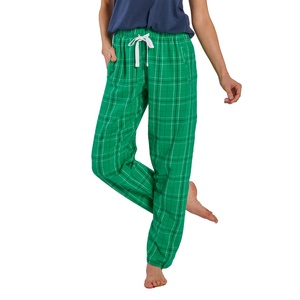 Women's Stylish Green Day Plaid <b>Flannel</b> <b>Pajama</b> Pants Fashionable Breathable Silk Cotton Drawstring Soft Elastic Waist Summer - Product Image 1