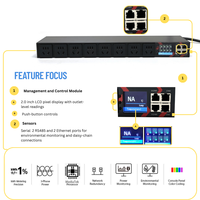 PDU intelligent 220V 10A Nouveau standard chinois 8 prises avec mesure et commutation LCD Modbus pour installations minières