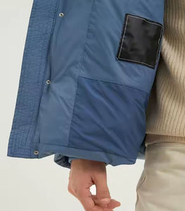 Veste d'hiver pour homme en duvet bleu, coupe-vent, fermeture éclair, col montant, coupe régulière, épaisse, 100% polyester, couleur unie - Product Image 6