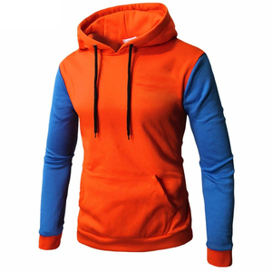 Sweat-shirt à capuche contrasté orange et noir pour homme, coupe classique, pull décontracté avec poche, tissu tricoté respirant, vêtement d'automne - Product Image 5
