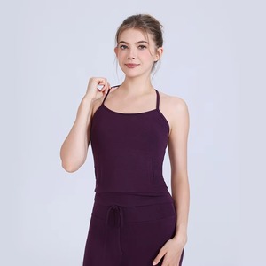Débardeur Femme Sans Manches avec Soutien-Gorge Intégré, Col Rond, Dos Nageur, Rembourré, Tricoté, Respirant, Anti-Boulochage, Décontracté, Écologique - Product Image 4
