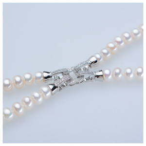 Collier de perles double couche pour femme Tielian, 8-9 mm, rond, brillant, Mantou, avec accessoires en cuivre doré, vente en gros - Product Image 4