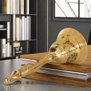 Campana de Servicio de Estilo Náutico Antiguo, Chapada en Oro, de Latón Macizo, con Impresión Serigráfica, para Decoración del Hogar - Product Image 3