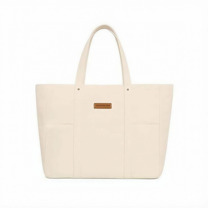 Sac fourre-tout réutilisable en toile de coton pour femme, grand sac de shopping écologique à bandoulière, sac à main multi-poches pour le quotidien, organisateur - Product Image 1