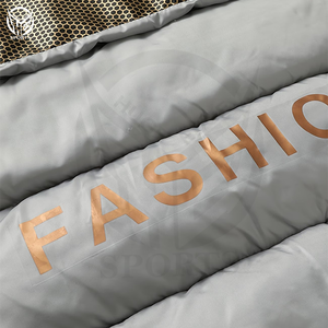 Veste d'hiver rembourrée à capuche 100% polyester, fermeture éclair, tissu brillant à effet bulles, séchage rapide, coupe-vent, respirante, haute qualité, pour homme - Product Image 4