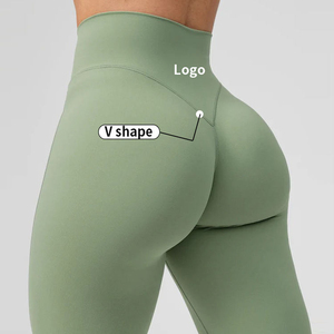 2026 Top Selling Gym Yoga Leggings Women V-Shape Tight Knitted Elastic Waist Butt Lift Workout Running <b>Pants</b> - Product Image 1