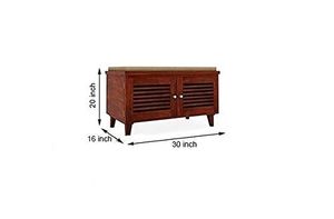 Mango Wood <b>Shoe</b> <b>Rack</b> Cabinet <b>with</b> Seating <b>Bench</b> Wooden <b>Shoes</b> Storage Table Furniture for Home Entryway Living Room - Product Image 2