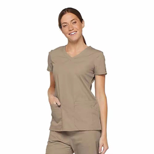 Ensembles d'uniformes médicaux en denim et coton mélangé unisexe pour médecins et infirmières, t-shirt à col en V et pantalon deux pièces - Product Image 4