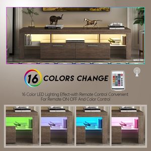 Mobile TV Moderno DFW in Legno Marrone Stile Rustico con Ampio Cassetto Portaoggetti Lucido per TV da 40 50 55 60 65 70 75 Pollici - Product Image 4