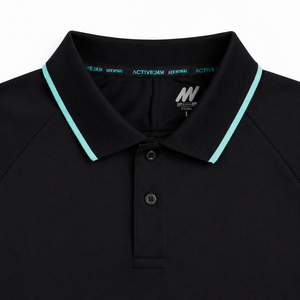 Camiseta Personalizada para Hombre, Negra, con Estampado, Manga Raglán Tejida, Cuello con Ribete en Contraste, Manga Corta, Antiarrugas, Casual, Deportiva - Product Image 6