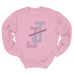 Sweat-shirt rose à col rond avec motif de lettres entrelacées, pull décontracté à manches longues pour un style streetwear quotidien - Product Image 1