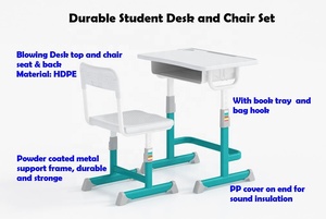 Conjunto de pupitre y silla escolar moderno para estudiantes - Product Image 3