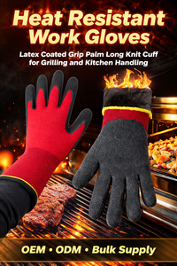 Guantes de Trabajo Resistentes al Calor con Palma Recubierta de Látex y Puño Largo de Punto para Asar y Manejar en la Cocina, Suministro al por Mayor OEM ODM - Product Image 2