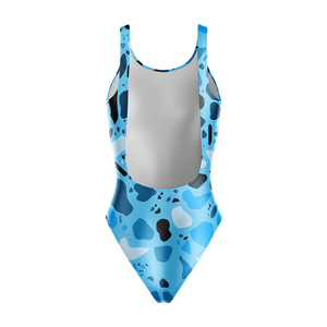 Luuk International Maillot de bain une pièce pour femme, imprimé abstrait bleu, séchage rapide, en spandex et polyester - Product Image 3
