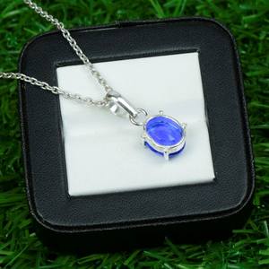 Colgante de Zafiro Azul, Plata de Ley 925, Joyería con Piedra de Nacimiento de Diciembre, Gema Natural, Regalo para Mujer, Venta al por Mayor - Product Image 3