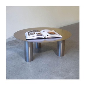 Mesa de centro moderna de aluminio de diseño contemporáneo, portátil, de lujo, para sala de estar, mesa auxiliar para el lado de la cama - Product Image 1