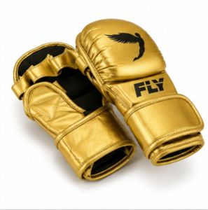 Gants de combat MMA en cuir de vache véritable personnalisés, à lacets, pour adultes, design doré premium, pour entraînement et sparring de kickboxing - Product Image 3