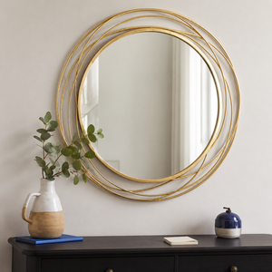 Gold Round Wall Mirror Decorative Metal Ring Frame Modern Luxury Home Living Room Bedroom Entryway Decor for Wall Hanging - Product Image 1