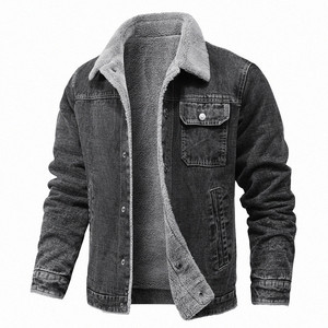 Custom <b>Fleece</b> Pockets Hooded Waterproof Denim <b>Jacket</b> Standard <b>Thickness</b> Unisex Winter Streetwear with Bamboo Lining - Product Image 2