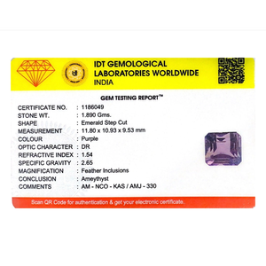 Natural Emerald Cut Amethyst Loose Gemstone 9.45 Carat for Fine Jewelry - Product Image 4