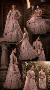 Robe de mariée maxi brodée, style Lehenga, tendance pakistanaise, avec un magnifique motif floral - Product Image 3