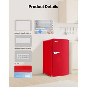 Mini Frigorifero a Porta Singola da 3,2 Cu.Ft ad Alta Efficienza Energetica con Temperatura Regolabile e Ripiano in Vetro per Dormitori - Product Image 6